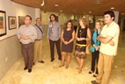 MARIA DOLORES ORTEGA Y OTROS CONCEJALES CON EL PINTOR EMILIIO PEREZ RECORRIENDO LA EXPOSICION