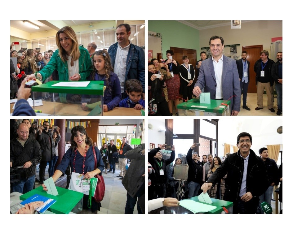 candidatos votando