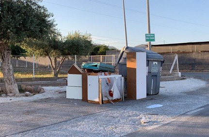 enseres junto contenedor