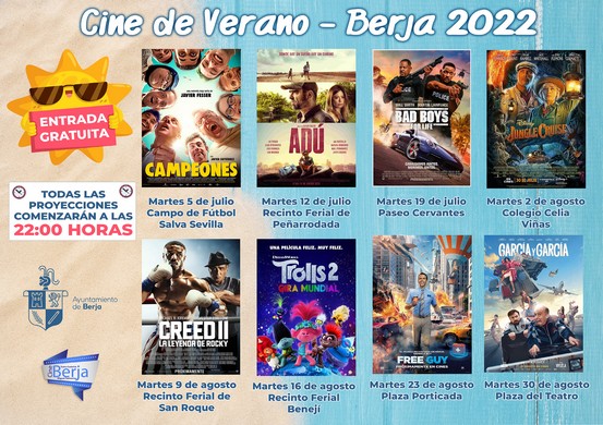 folleto A5 cine de verano Berja 2022