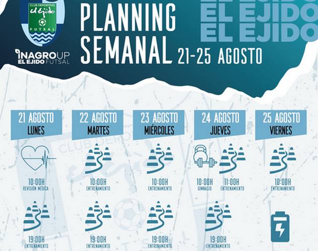 Planning inicio de pretemporada Inagroup El Ejido Futsal