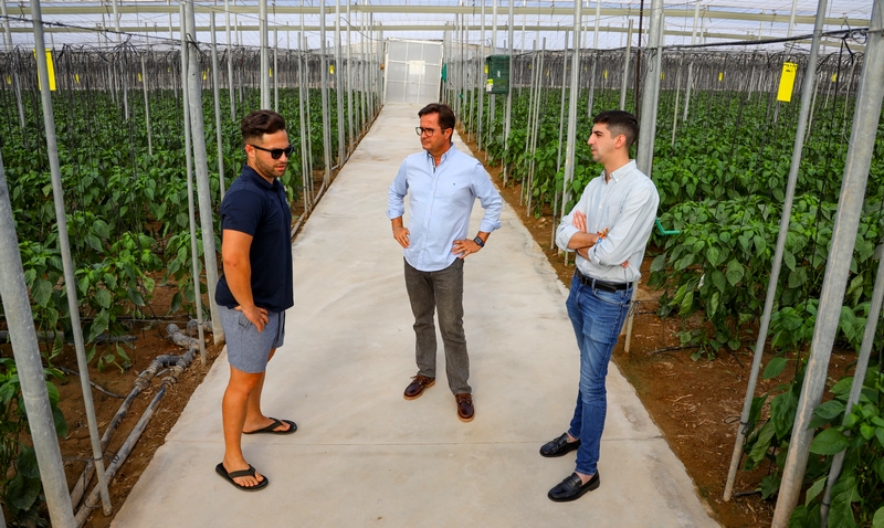 250204 FRANCISCO GÓNGORA Y MANUEL MARTÍNEZ EN UN INVERNADERO