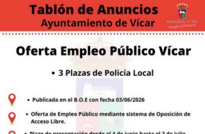 La Policía Local de Vícar continúa creciendo con la convocatoria de tres nuevas plazas