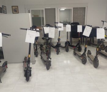 Imagen de los patinetes requisados por la Policia Local de Albox